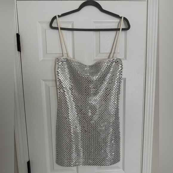 Retrofete Dresses & Skirts - Retrofete Silver Sequin Mini Dress